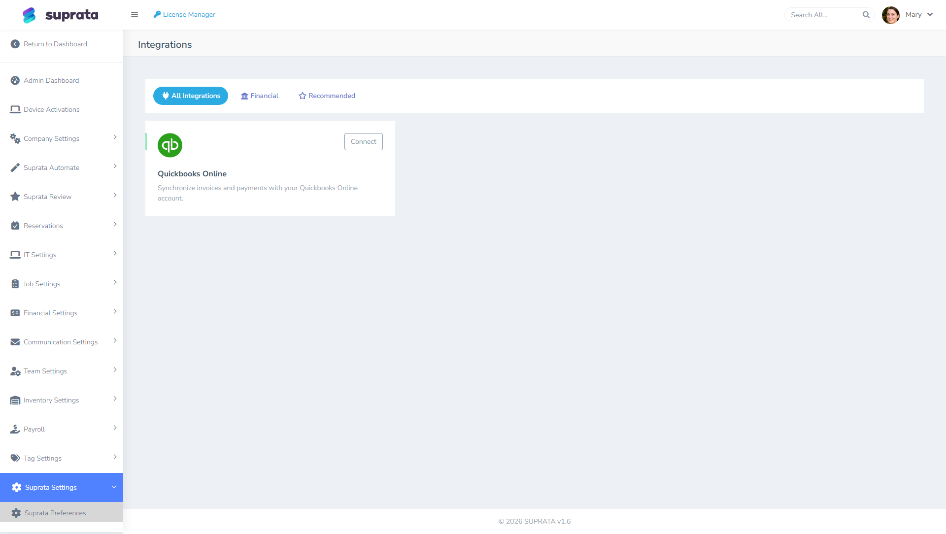 The integrations gallery — Google Reviews appears as a tile alongside other connectors